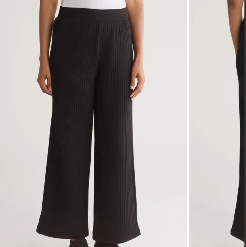 NWOT T Tahari Wide Leg Pull-On Trouser Stretchy Black Pants Size Medium Like New